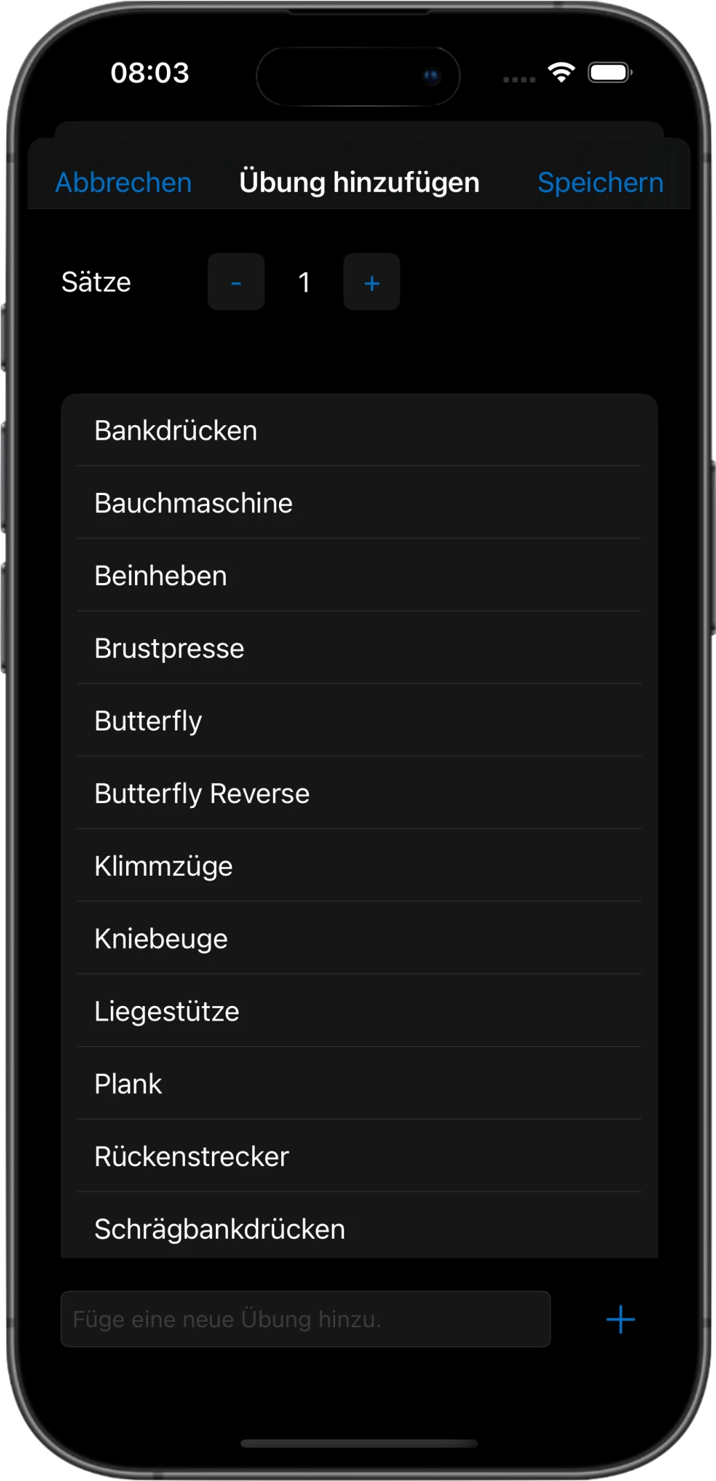 Übungsauswahl